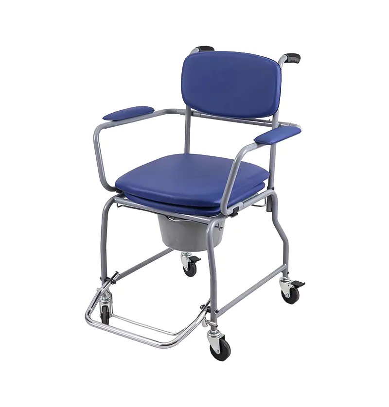 C412 FOLDING ALUMINUM COMMODE WITH FOUR WHEEL