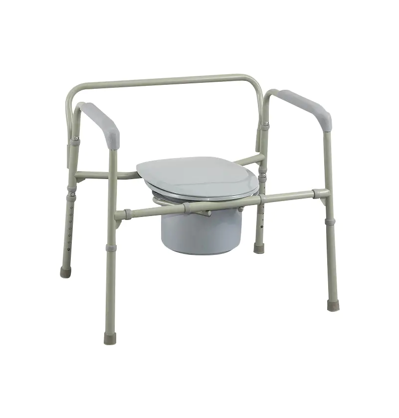 C416 FOLDING ALUMINUM COMMODE WITH PADDED ARMRESTS