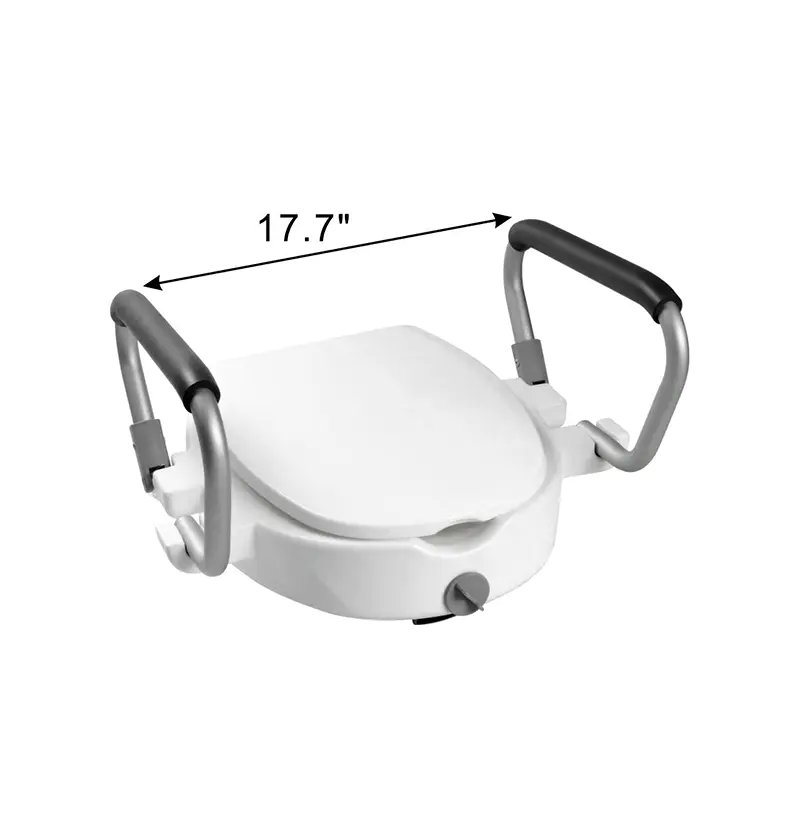 E-Z LOCK ADD 4' HEIGHT RAISED TOILET SEAT WITH HANDLES & LID