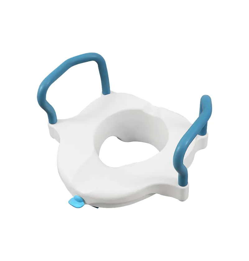 E-Z LOCK RAISED TOILET SEAT WITH BLUE HANDLES