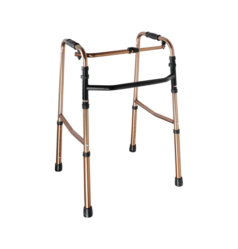 ONE-BUTTON ADJUSTABLE FOLDING ROLLATOR WALKER